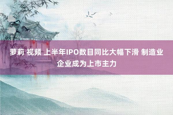 萝莉 视频 上半年IPO数目同比大幅下滑 制造业企业成为上市主力